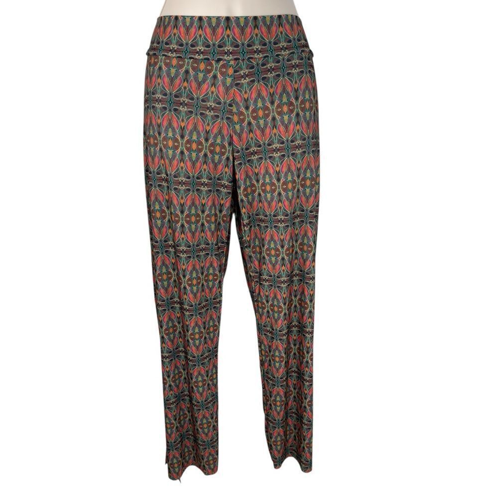 Onzie Hot Yoga Orange Multi Pura Vida Side Split Hem Flowy Pant